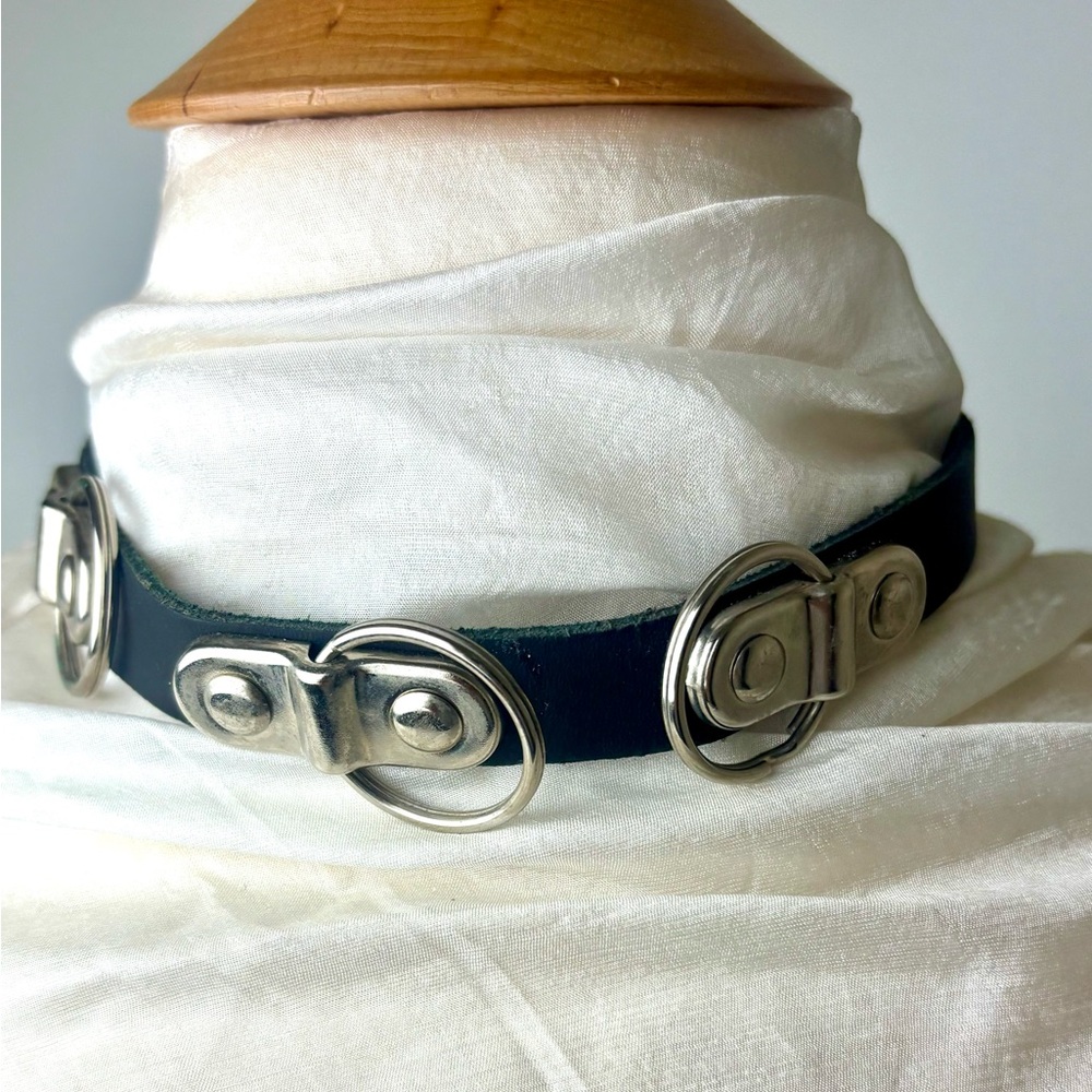 Mens O Ring Necklace leather choker New Bondage 18 Inches Long